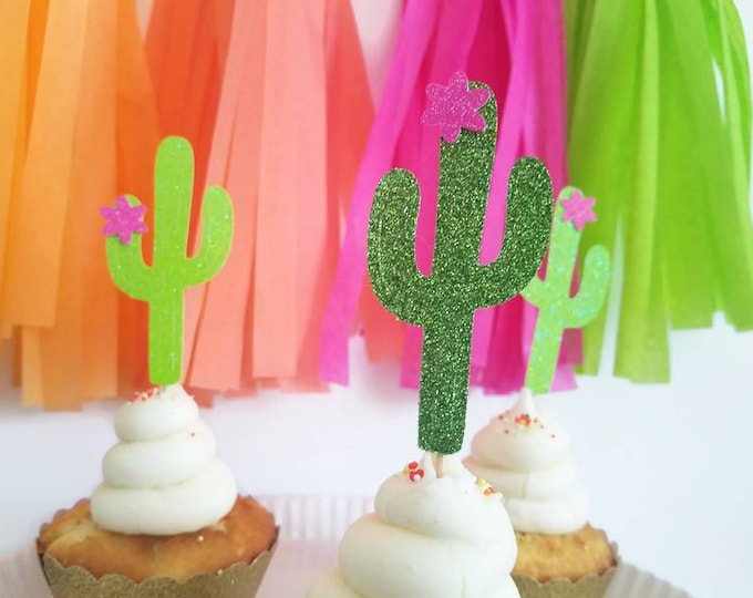 Cactus cupcake topper,Cactus Party decor,fiesta birthday decorations,Mexico party decorations,Fiesta bachelorette  party decorations