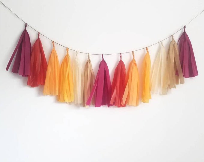 Tassel Garland,tissue paper tassel Garland,Thanksgiving Garland,fall Garland,friends giving Garland,harvest garland,Thanksgiving banner