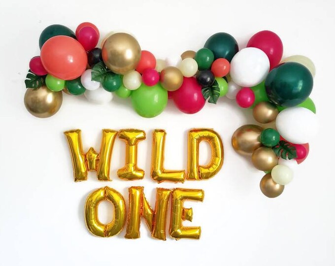 Green balloon garland,wild one balloon garland,diy balloon Garland,wild one party,jungle party,tropical party,1st birthday decorations