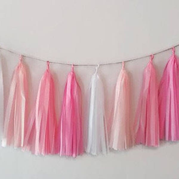 Pink tassel garland,Blush tassel garland,Pink fringe,Baby shower garland,Birthday garland,nursery garland,Baby girl,Girl party,Pink Party