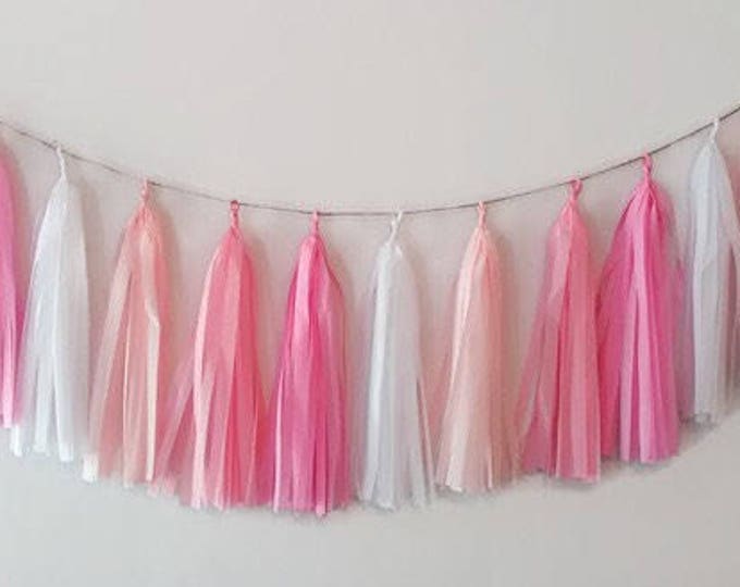 Pink tassel garland,Blush tassel garland,Pink fringe,Baby shower garland,Birthday garland,nursery garland,Baby girl,Girl party,Pink Party