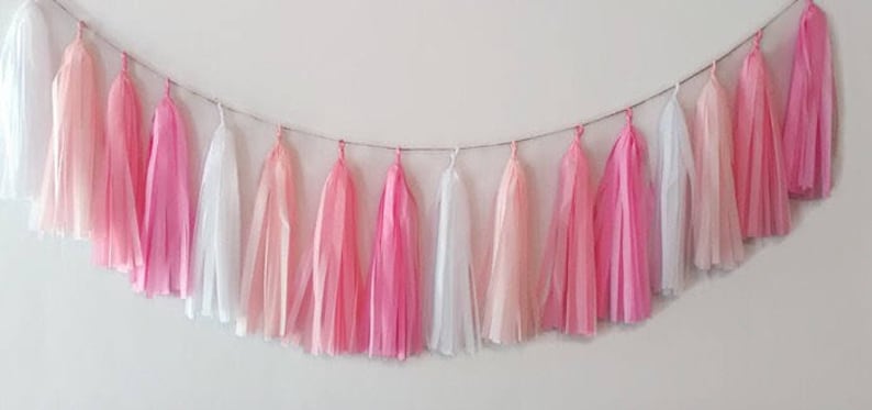Pink tassel garland,Blush tassel garland,Pink fringe,Baby shower garland,Birthday garland,nursery garland,Baby girl,Girl party,Pink Party