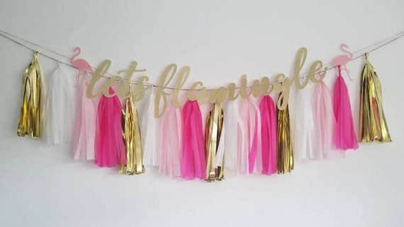 Let's flamingle,let's flamingle banner,flamingo party,flamingo bachlorette,bachlorette party ideas,bachlorette party,tropical party,tassel Il_570xn