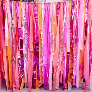 Custom color fringe wall,Bachelorette party backdrop,birthday party backdrop,pink and orange,streamer wall,fringe backdrop,photo wall,party