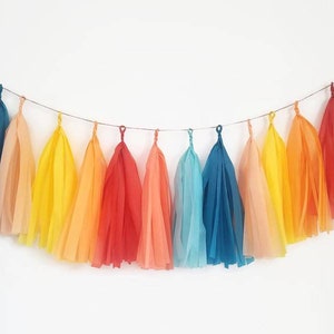 Tissue paper tassel,tassel garland,fiesta Garland,taco Tuesday Garland,tropical Garland,final fiesta,fiesta decorations,birthday Garland,