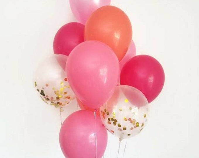 Confetti balloon set,balloon bouquet,confetti balloon bouquet,pink balloon set,pink party balloons,birthday decor,bridal shower,baby shower