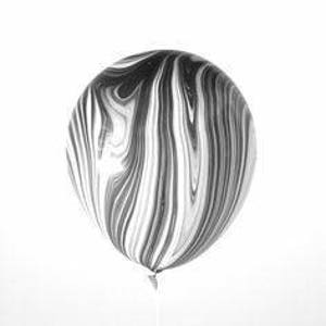 May include: A black and white marbled balloon.