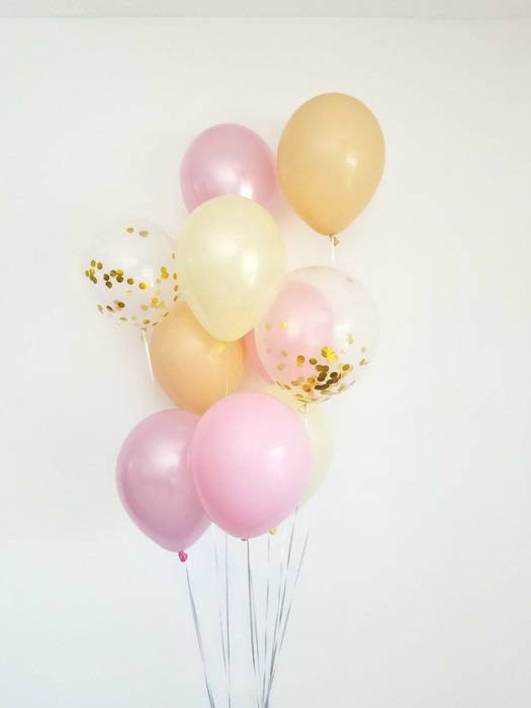 Pink and Gold Confetti Balloons, Pink and Gold Balloon Bouquet,confetti