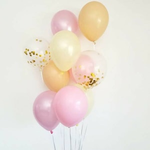 Pink and gold confetti balloons,  pink and gold balloon bouquet,confetti balloon bouquet,pink balloons,blush balloons,bridal,bachelorette