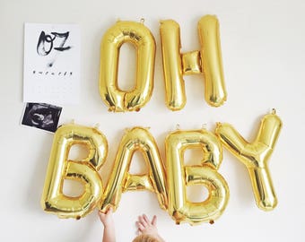 Globo de bebé, Oh banner de globo de bebé, Globos de bebé Oh, juego de globos de letras de bebé, guirnalda de baby shower, letras de globo, baby shower
