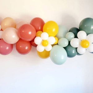Flower Power,Flower Power Ballon Girlande,Retro Ballon Girlande,Gänseblümchen BallonGirlande,2 groovy,Boho Regenbogen Retro Junggesellinnen, Retro 1. Geburtstag