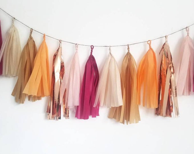 Tassel Garland,tissue paper tassel Garland,Thanksgiving Garland,fall Garland,friends giving Garland,harvest garland,fall wedding,rose gold