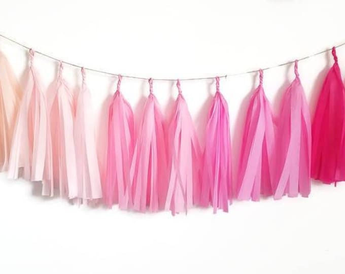 Pink tassel garland,Pink Garland,blush tassel garland, tissue paper tassel garland, custom garland,baby shower Garland,baby girl shower