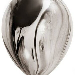 May include: A black and white marbled balloon. The balloon is made of latex and has a shiny finish.