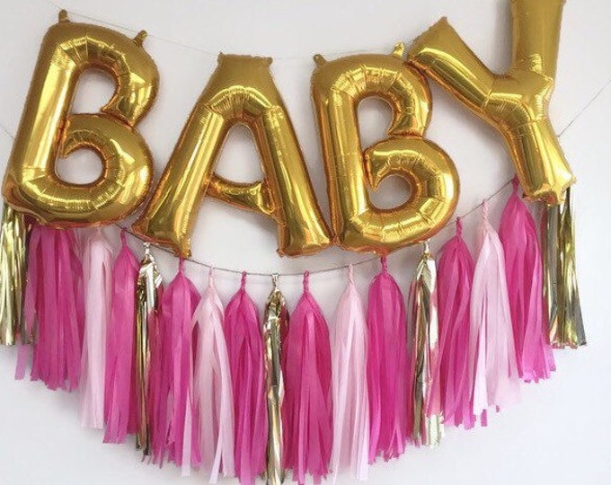 Baby letter balloon banner, tassel garland letter balloon set,baby shower garland,balloon letters,baby shower decoration,balloon garland