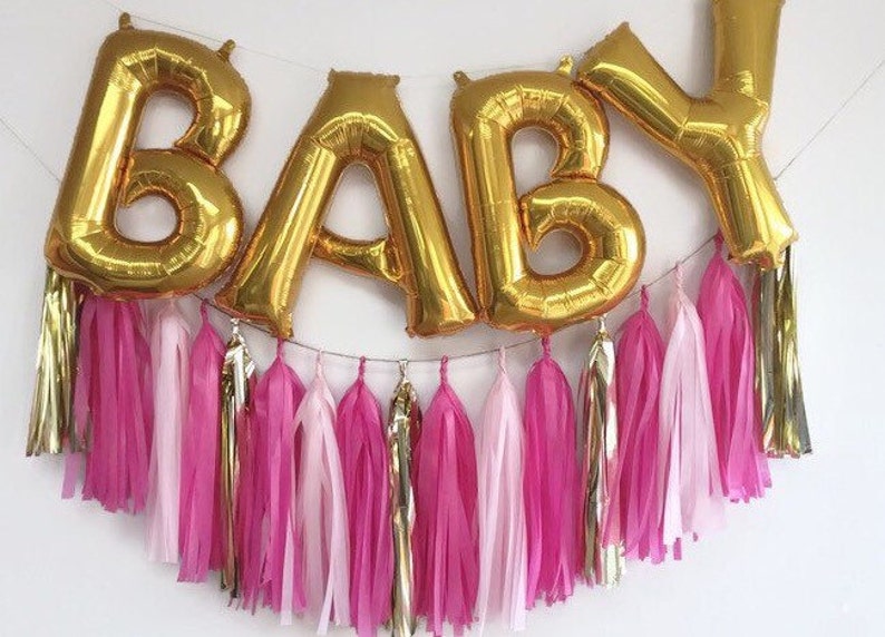tassel garland letter balloon set,baby shower garland,balloon letters,baby shower decoration,balloon garland Baby letter balloon banner