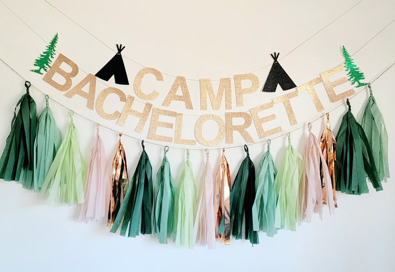 Camp Bachelorette,Camp Bach,Camp Bachelorette decor,camping Bachelorette,camp bach banner,bachelorette party ideas,bachelorette party decor image 6