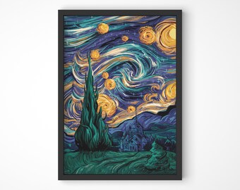 星月夜、20 x 16 インチ、300 DPI デジタル画像、ヴィンセント ヴァン