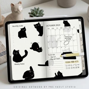Black Cat PNG Bundle Sublimation, 51 Silhouette Clipart, Halloween Cat SVG, Cricut T-Shirt POD Design, Commercial Use Digital Download image 6
