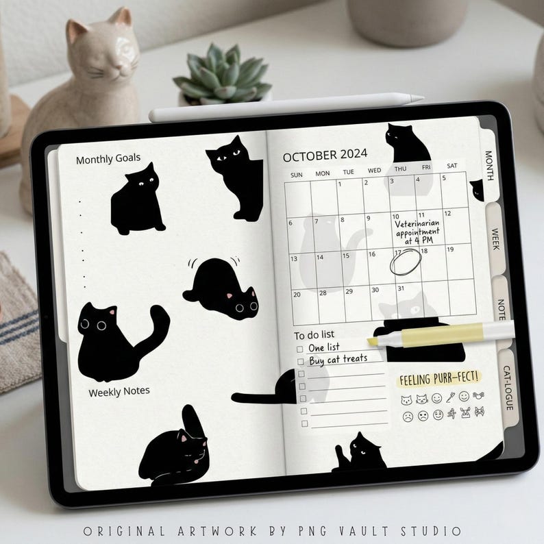 Black Cat PNG Bundle Sublimation, 51 Silhouette Clipart, Halloween Cat SVG, Cricut T-Shirt POD Design, Commercial Use Digital Download image 6
