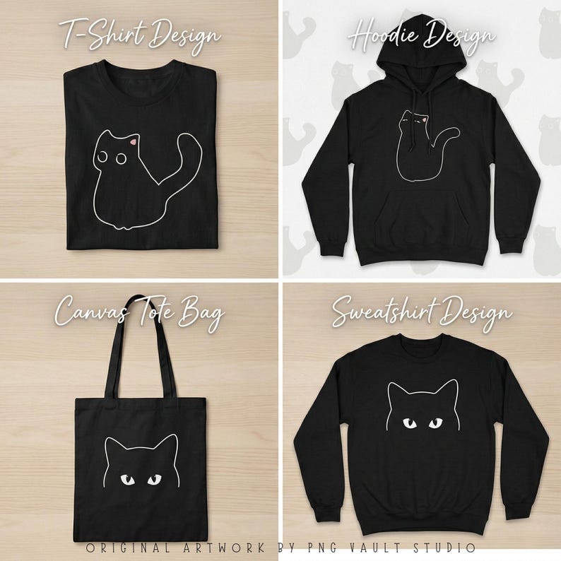 Black Cat PNG Bundle Sublimation, 51 Silhouette Clipart, Halloween Cat SVG, Cricut T-Shirt POD Design, Commercial Use Digital Download image 5