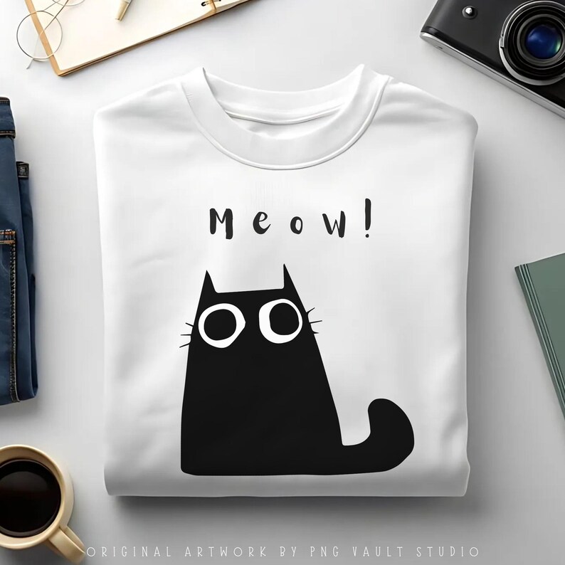 Black Cat PNG Bundle Sublimation, 51 Silhouette Clipart, Halloween Cat SVG, Cricut T-Shirt POD Design, Commercial Use Digital Download image 7