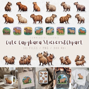 Cute Capybara Stickers png, Capybara Clipart Bundle png, Cute Stickers, Capybara Art Clipart Bundle, Commercial Use, Funny Capybara png