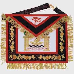 Masonic Regalia Exquisite Custom Past Master Lambskin Apron - Hand Embroider