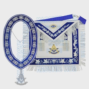 Premium Masonic Past Master Apron in Lambskin with Chain Collar + Free Jewel