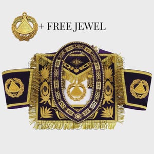Masonic Regalia Deputy Grand Master Lambskin Apron With Chain Collar & Cuff