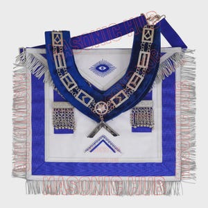 Masonic Worshipful Master Lambskin Apron With Chain Collar+ Free Jewel