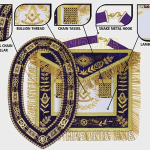 Handcrafted Lambskin Masonic Grand Lodge Past Master Apron & Chain Collar