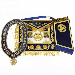 Masonic Regalia Deputy Grand Master Lambskin Apron With Chain Collar & Cuff