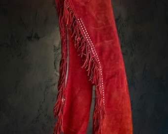 Handgefertigte Wildleder Cowgirl Chaps mit Fransen: Western Rodeo Zahnrad