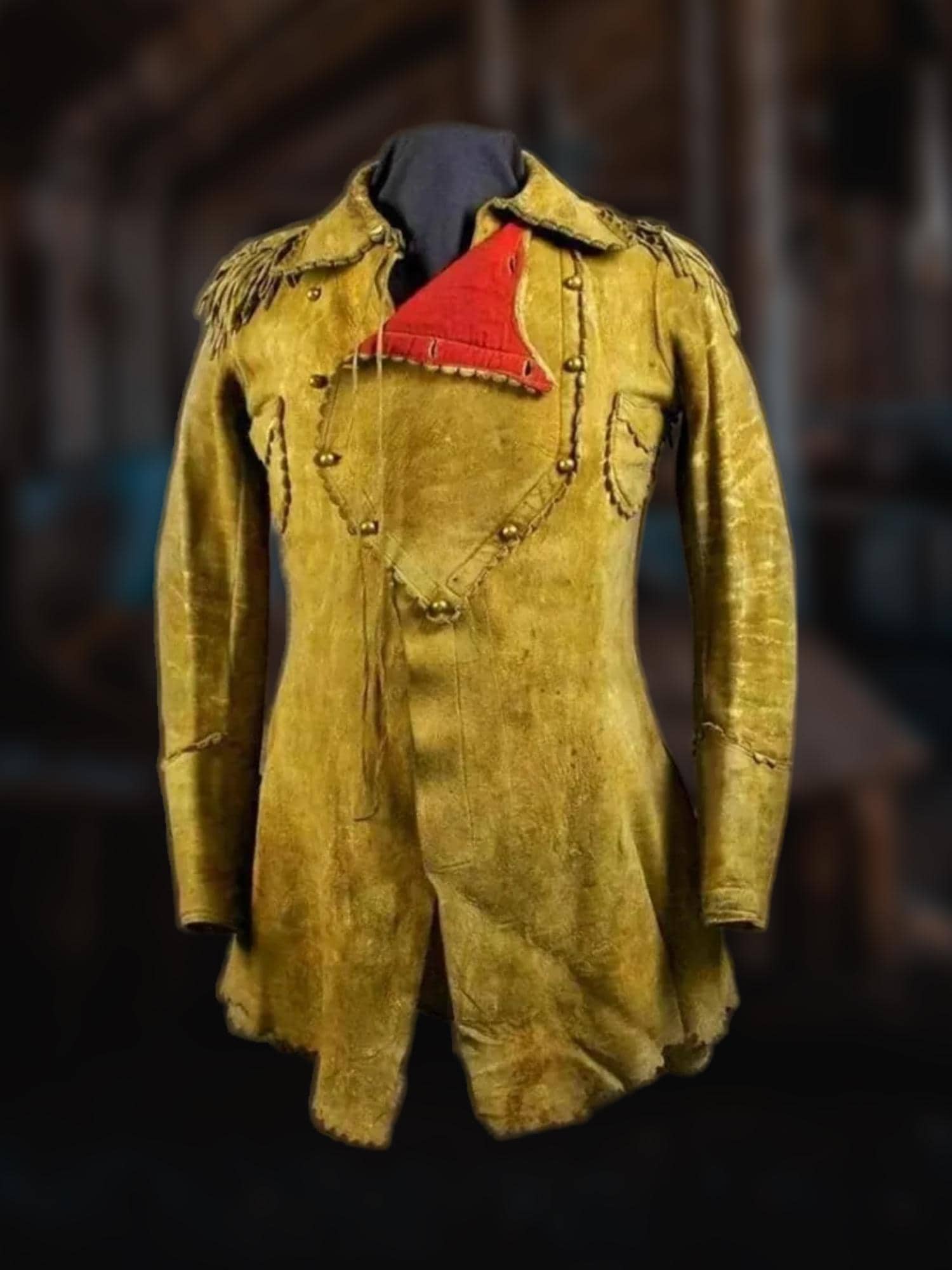 Veste en cuir de daim western amérindien pour hommes, veste de cowboy à franges, manteau SMJ-008 - France