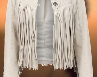 Veste western en daim à franges faite main : style cow-girl rodéo pour femmes