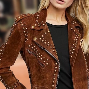Vintage 70s Suede Fringe Jacket: Studded Western Cowgirl Boho Coat