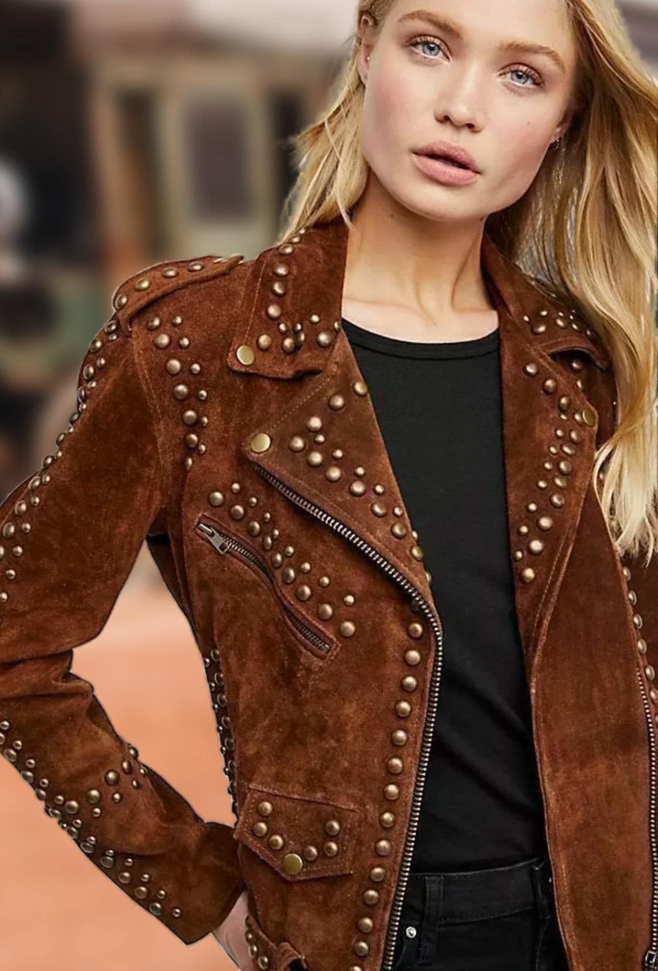 Vintage 70s Suede Fringe Jacket: Studded Western Cowgirl Boho Coat