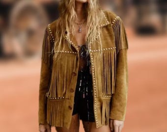 Suede Fringe Western Jacket: Handmade Boho Cowgirl Style