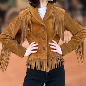 70s Vintage Suede Fringe Jacket: Women's Western Cowgirl Boho Coat