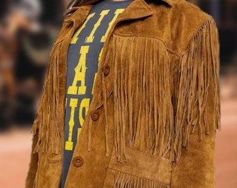 70s Suede Fringe Western Jacket: Vintage Cowgirl Boho Style