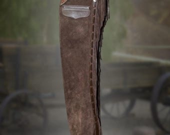 Handmade Leather Shotgun Chaps – Custom Unisex Western Rodeo Gear
