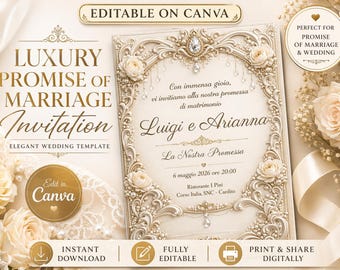INVITACIÓN DE BODA. Invitación de boda elegante, plantilla de Canva, invitación de boda de lujo, invitación de boda en colores neutros.