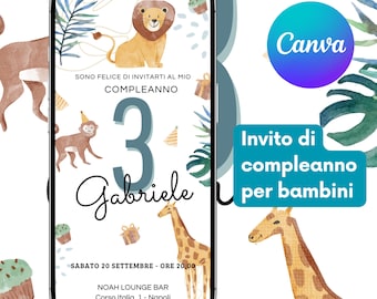 INVITACIÓN DE CUMPLEAÑOS PARA NIÑO - Invitación de cumpleaños digital, invitación imprimible, WhatsApp, plantilla editable de Canva, cumpleaños de niño