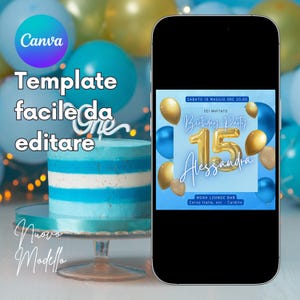 INVITO Festa di COMPLEANNO - Invito digitale per festa di compleanno, invito stampabile, whatsapp, editabile template CANVA