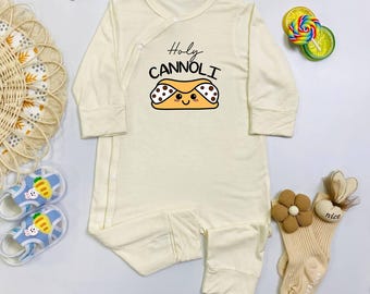 Holy Cannoli Baby Bodysuit, Cute Italian Baby Shower Gift, Cute Baby Gift, Dessert Shirt, Grandma's Little Cannoli, Italian bodysuit