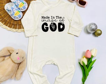 Personalised Christian Baby Bodysuit, Made in the Image of God Romper, Newborn Clothes, Baby Shower Gift, Coming home Outfit