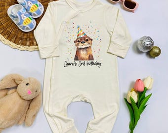 Cute Baby Otter Baby Bodysuit, Otter Happy Birthday Outfit, Otterly Cute Baby Bodysuit, Adorable Mama and Baby Girl Otter, Cute Baby Gifts