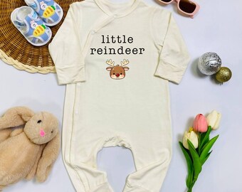 Little Reindeer Baby Bodysuit, Cute Christmas Baby Outfit, Xmas Gift, Deer Hunting Baby Romper, Winter Baby, Holiday Newborn Clothes