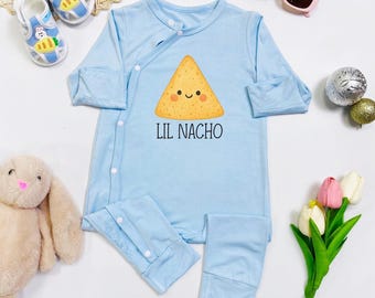 Lil Nacho Baby Bodysuit, Cute Baby Shower Gift for Newborn, Funny Nacho Foodie Outfit Baby Boys Baby Girls Clothes
